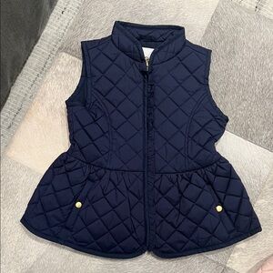 Janie and Jack Navy Quilted Vest with Gold Details